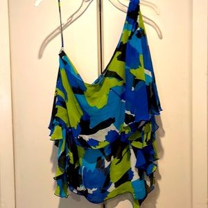 Vince Camuto One Sleeve Multi Print Blouse